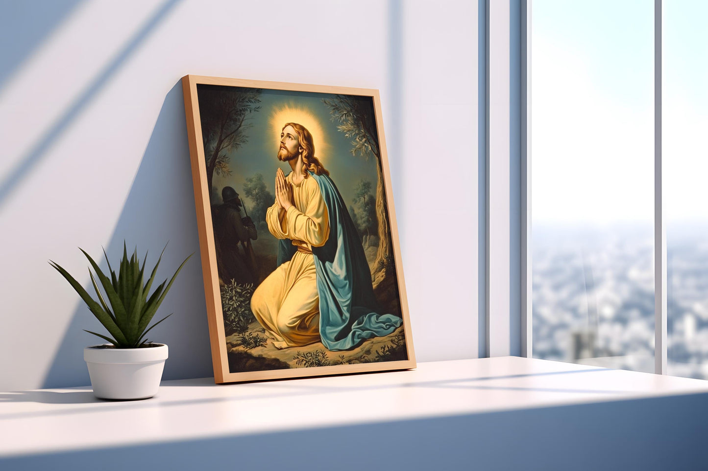 Jesus Wall Art | Religion Decor | Divine Light Wall Art | Spiritual Silhouette Canvas Print | Religious Inspirational Wall Decor | Jesus Art