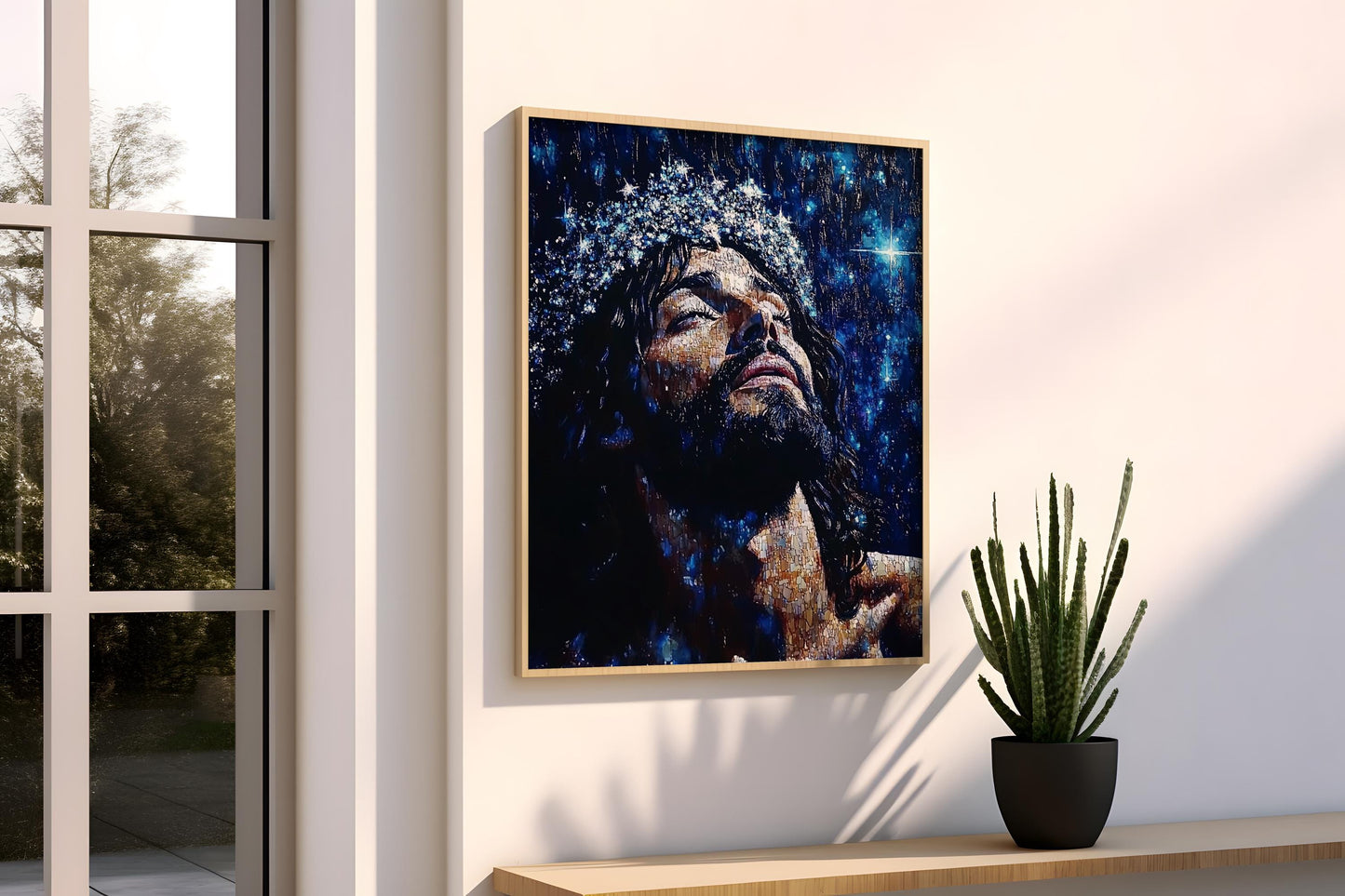 Jesus Portrait | Religion Decor | Religious Spiritual Wall Art | Jesus Christ Night Sky Canvas Print | Christian Wall Decor| Jesus Wall Art