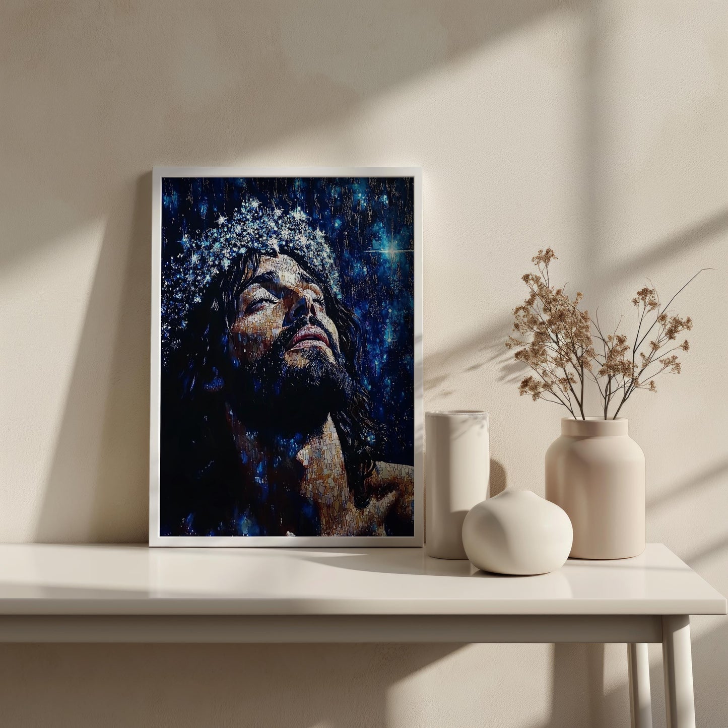 Jesus Portrait | Religion Decor | Religious Spiritual Wall Art | Jesus Christ Night Sky Canvas Print | Christian Wall Decor| Jesus Wall Art