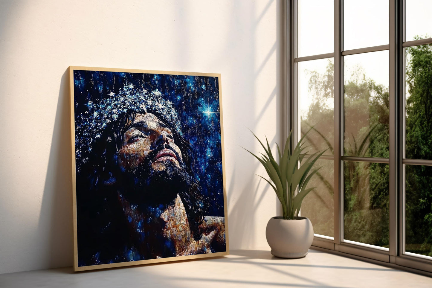 Jesus Portrait | Religion Decor | Religious Spiritual Wall Art | Jesus Christ Night Sky Canvas Print | Christian Wall Decor| Jesus Wall Art