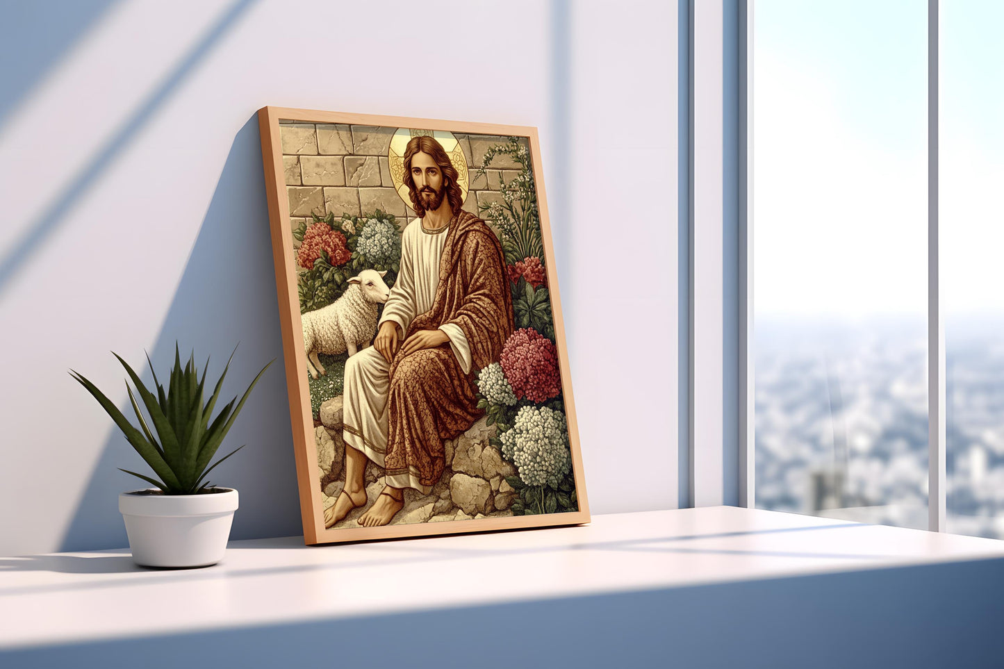 jesus and sheep wall art | jesus and sheep canvas | jesus and sheep painting | jesus and sheep  picture | jesus and sheep  wall decor