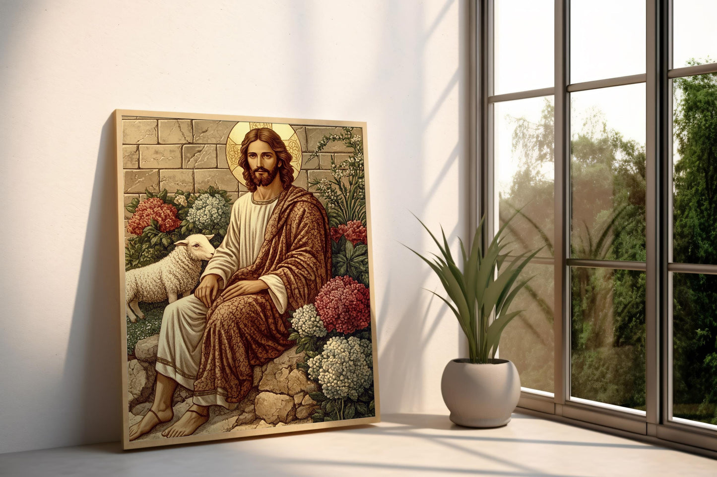 jesus and sheep wall art | jesus and sheep canvas | jesus and sheep painting | jesus and sheep  picture | jesus and sheep  wall decor