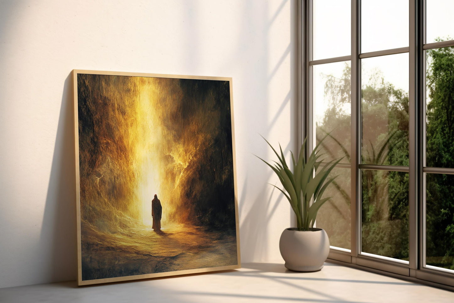 Jesus Wall Art | Jesus Canvas Painting | Jesus Print Design | Resurrection Scene Wall Art | Christian Home Decoration | Jesus Canvas