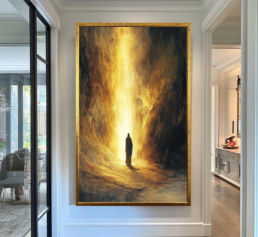 Jesus Wall Art | Jesus Canvas Painting | Jesus Print Design | Resurrection Scene Wall Art | Christian Home Decoration | Jesus Canvas