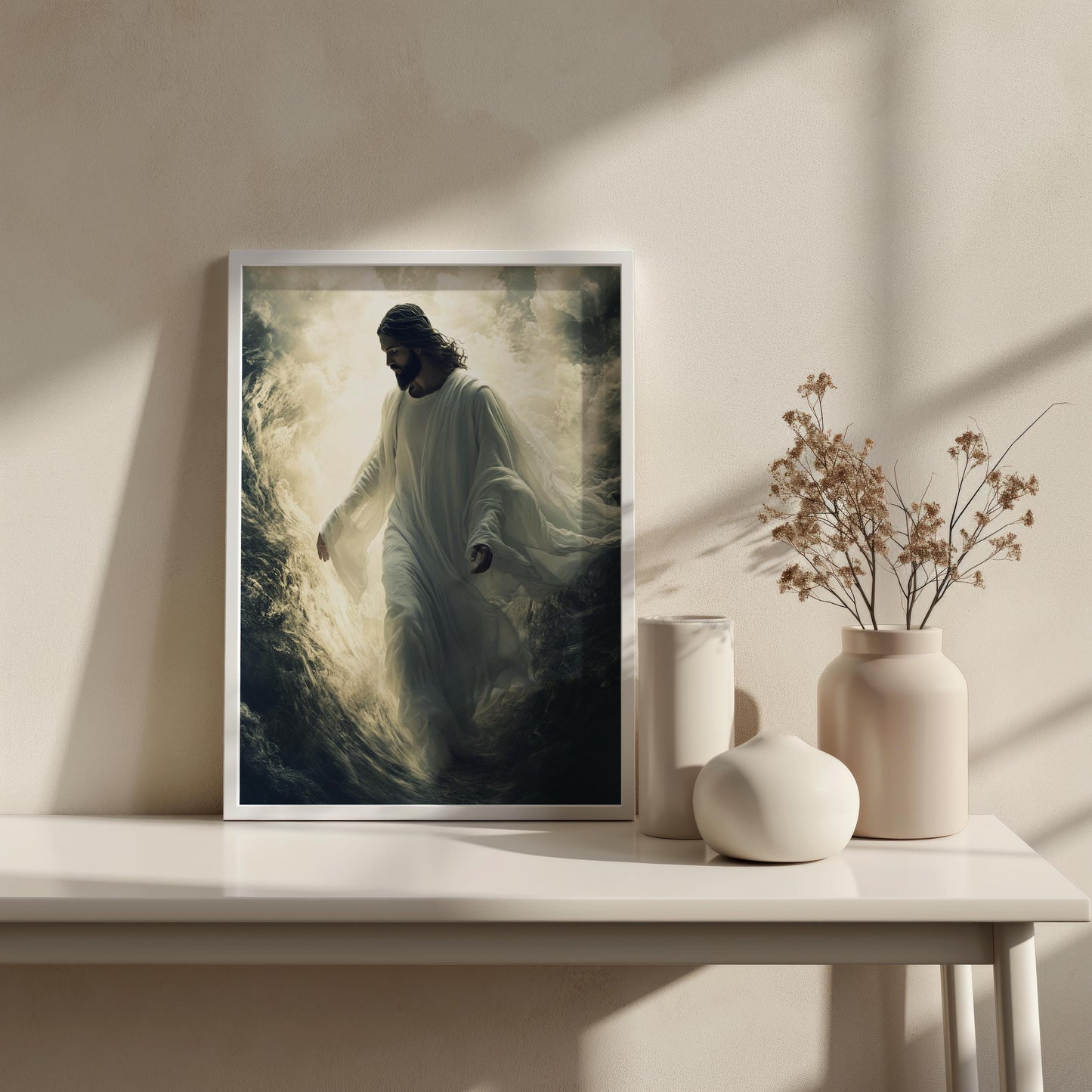 Jesus Canvas Wall Art |Jesus Modern Canvas Print | Sacred Divine Canvas Print | Christian Spiritual Light Wall Decor | Christian Wall Decor