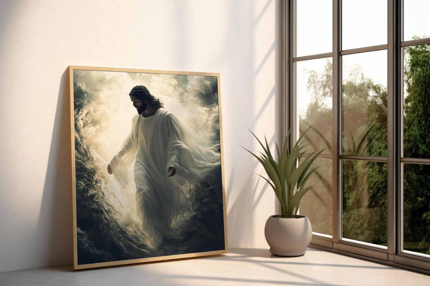 Jesus Canvas Wall Art |Jesus Modern Canvas Print | Sacred Divine Canvas Print | Christian Spiritual Light Wall Decor | Christian Wall Decor