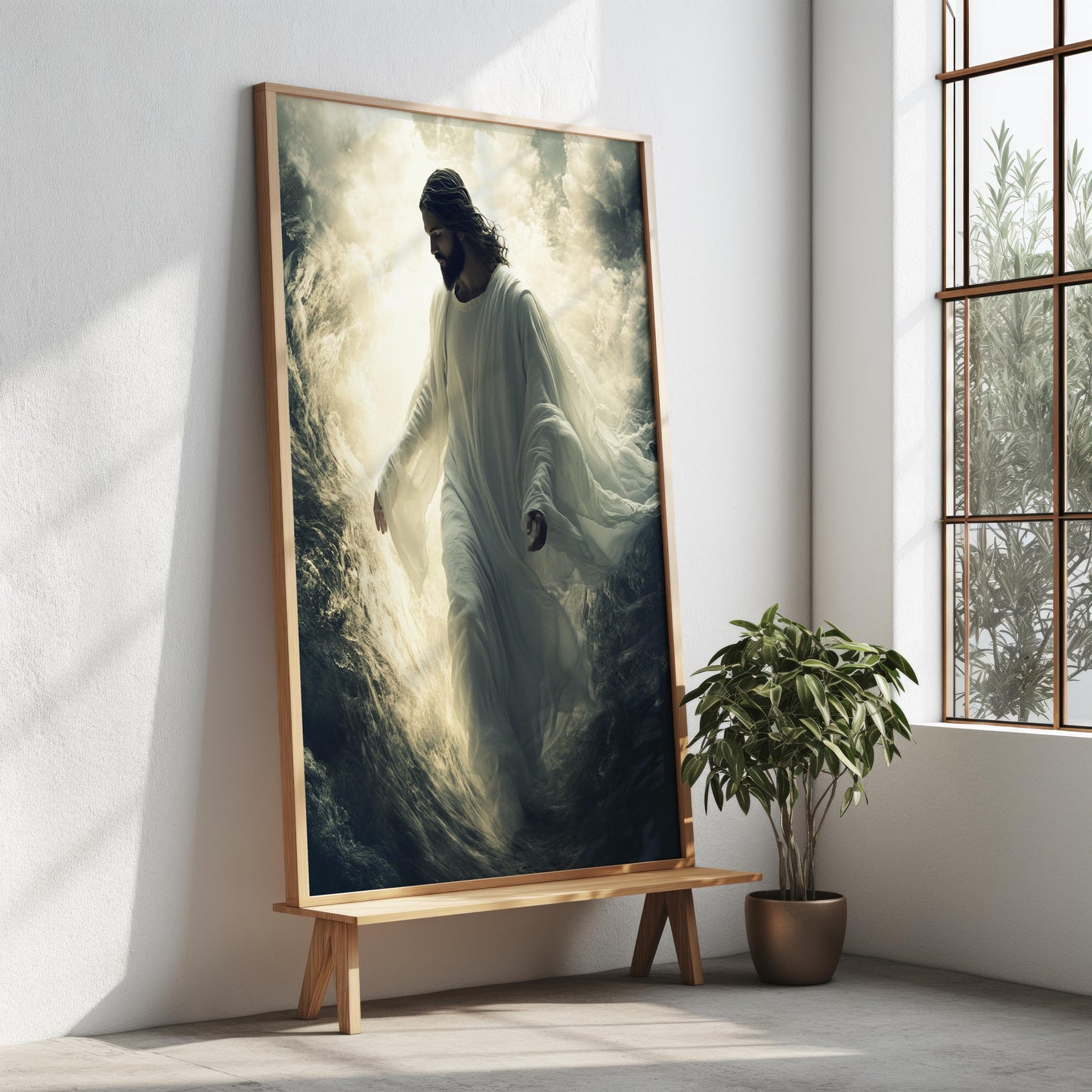 Jesus Canvas Wall Art |Jesus Modern Canvas Print | Sacred Divine Canvas Print | Christian Spiritual Light Wall Decor | Christian Wall Decor