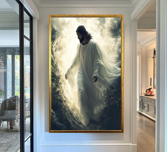 Jesus Canvas Wall Art |Jesus Modern Canvas Print | Sacred Divine Canvas Print | Christian Spiritual Light Wall Decor | Christian Wall Decor