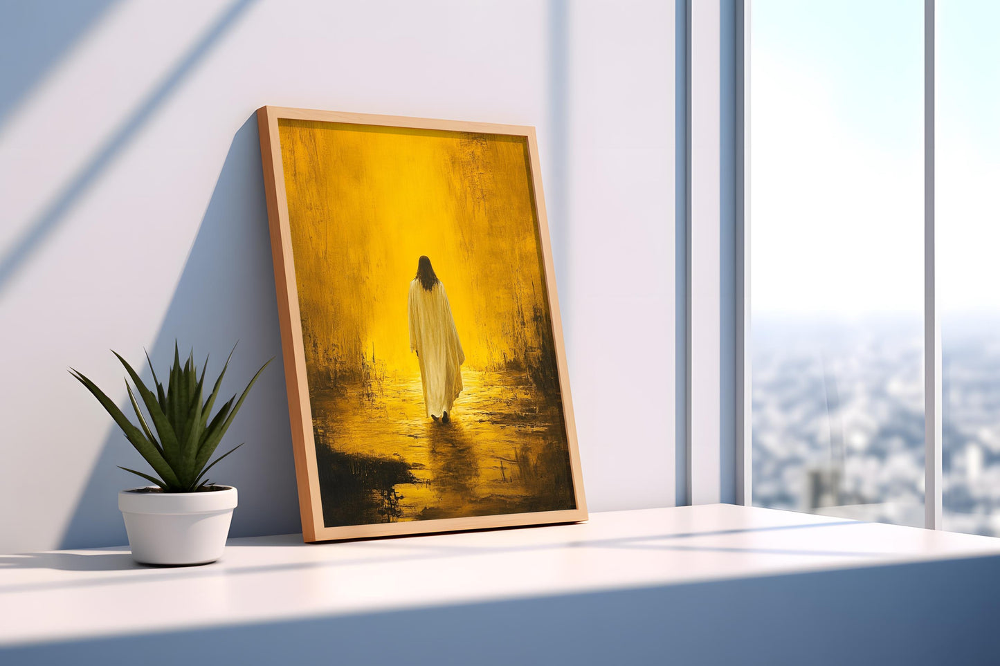 Jesus Canvas Wall Art | Christian Decor | Jesus Modern Canvas Print | Divine Light Wall Art | Jesus Frame Canvas | Jesus Canvas Art Print