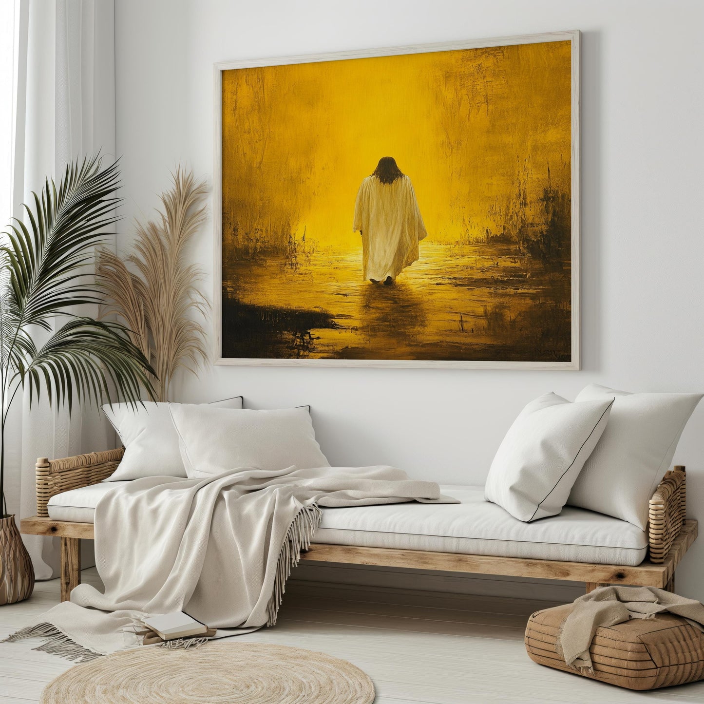 Jesus Canvas Wall Art | Christian Decor | Jesus Modern Canvas Print | Divine Light Wall Art | Jesus Frame Canvas | Jesus Canvas Art Print