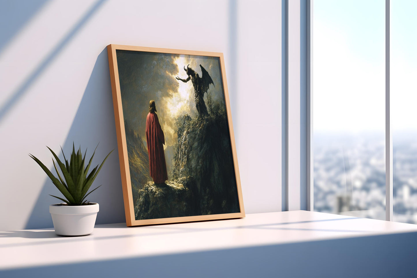 Jesus Canvas Art Print | Spiritual Warfare Wall Art | Biblical Battle Scene Canvas Painting | Christian Victory Wall Decor