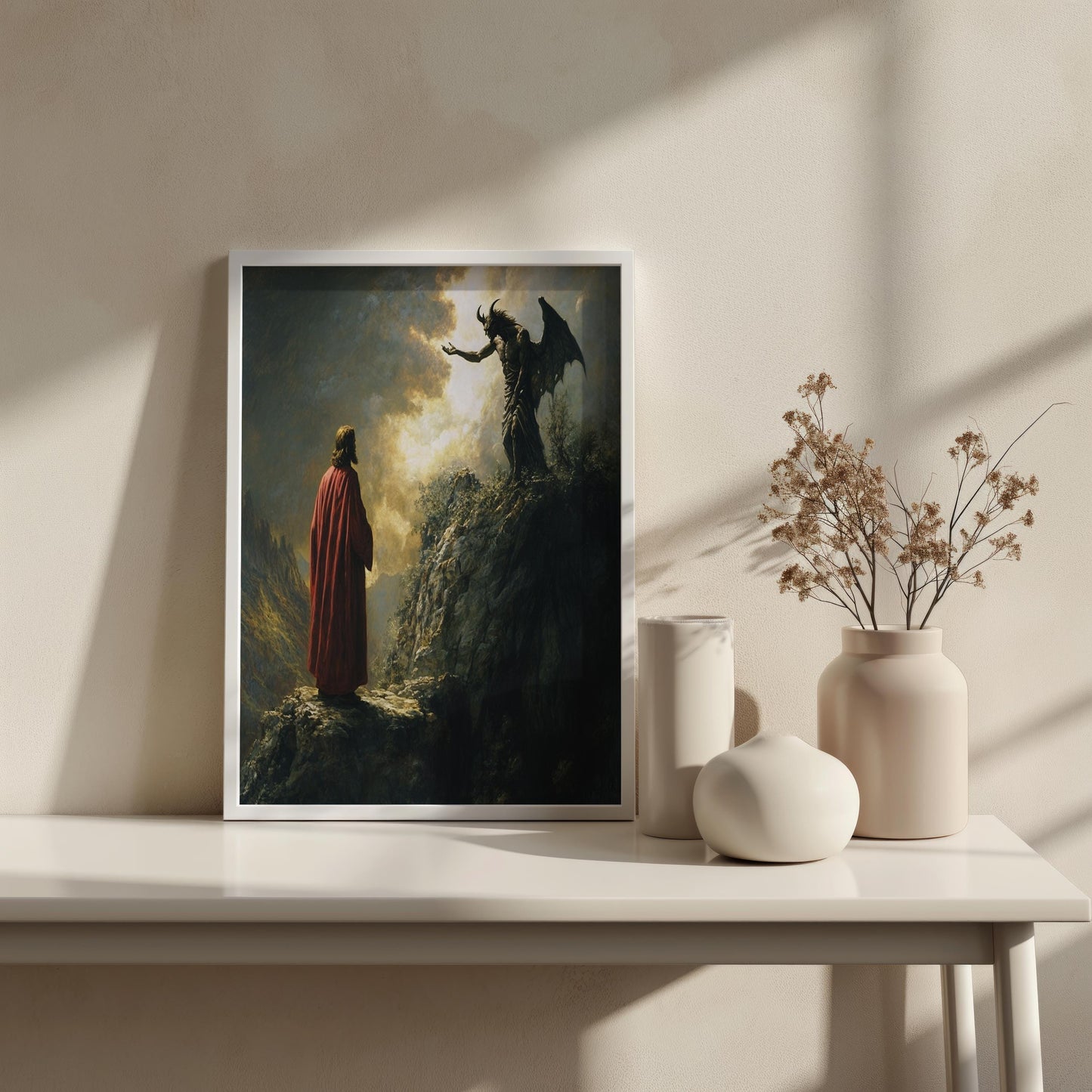 Jesus Canvas Art Print | Spiritual Warfare Wall Art | Biblical Battle Scene Canvas Painting | Christian Victory Wall Decor