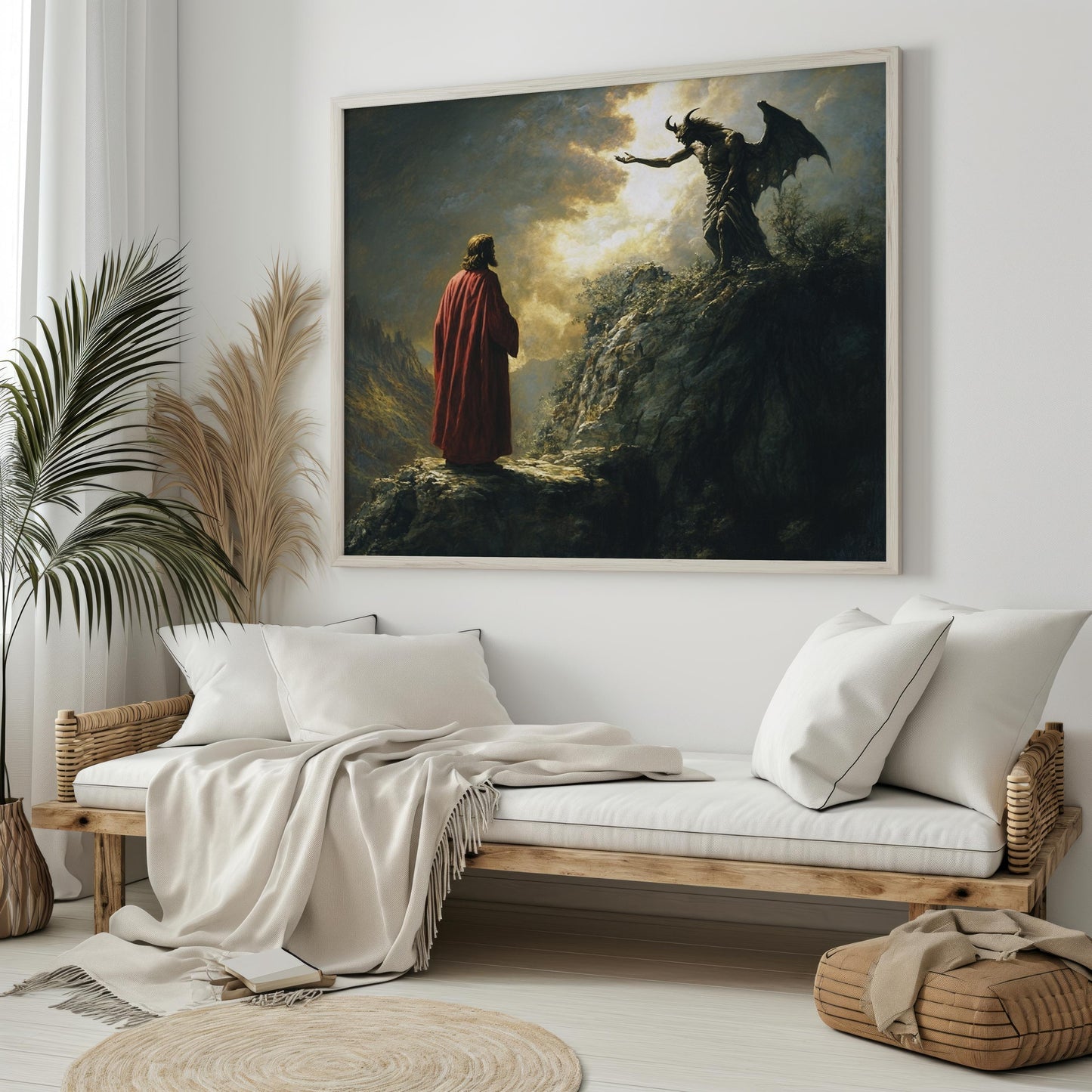 Jesus Canvas Art Print | Spiritual Warfare Wall Art | Biblical Battle Scene Canvas Painting | Christian Victory Wall Decor