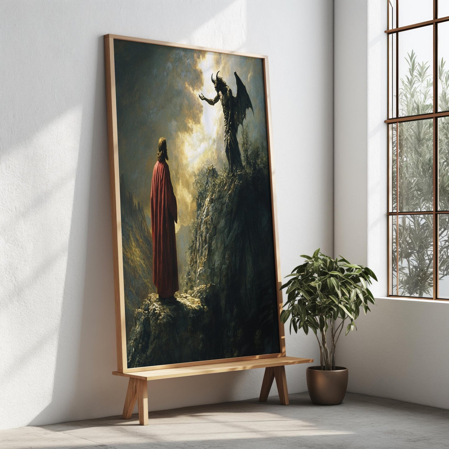 Jesus Canvas Art Print | Spiritual Warfare Wall Art | Biblical Battle Scene Canvas Painting | Christian Victory Wall Decor