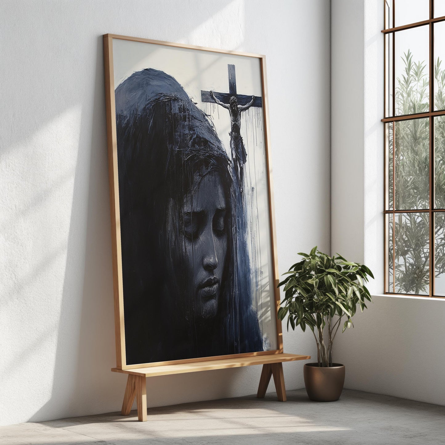 Jesus Canvas Wall Art | Christian Faith Wall Art | Religious Crucifixion Canvas Painting | Dark Gothic Cross Wall Decor | Jesus Wall Decor