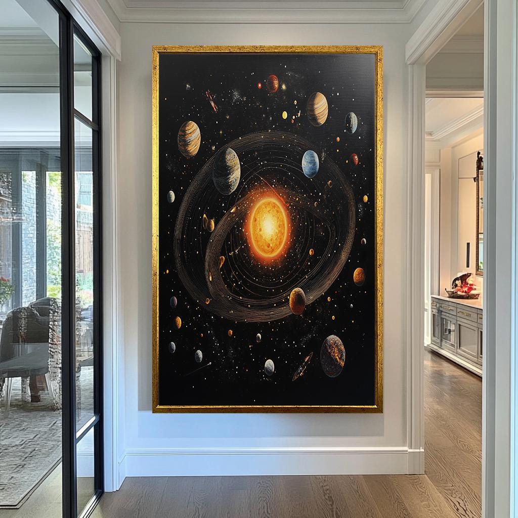 Solar System Canvas Art - Stunning Planetary Artwork of Space and the Sun, Cosmic Wall Decor for Astronomy Enthusiasts and Modern Interiors