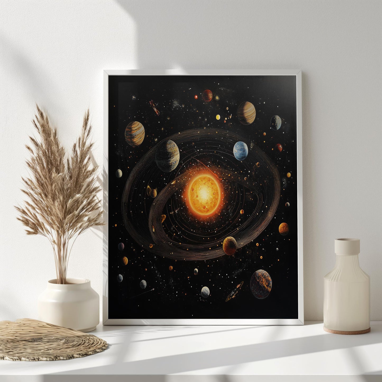 Solar System Canvas Art - Stunning Planetary Artwork of Space and the Sun, Cosmic Wall Decor for Astronomy Enthusiasts and Modern Interiors