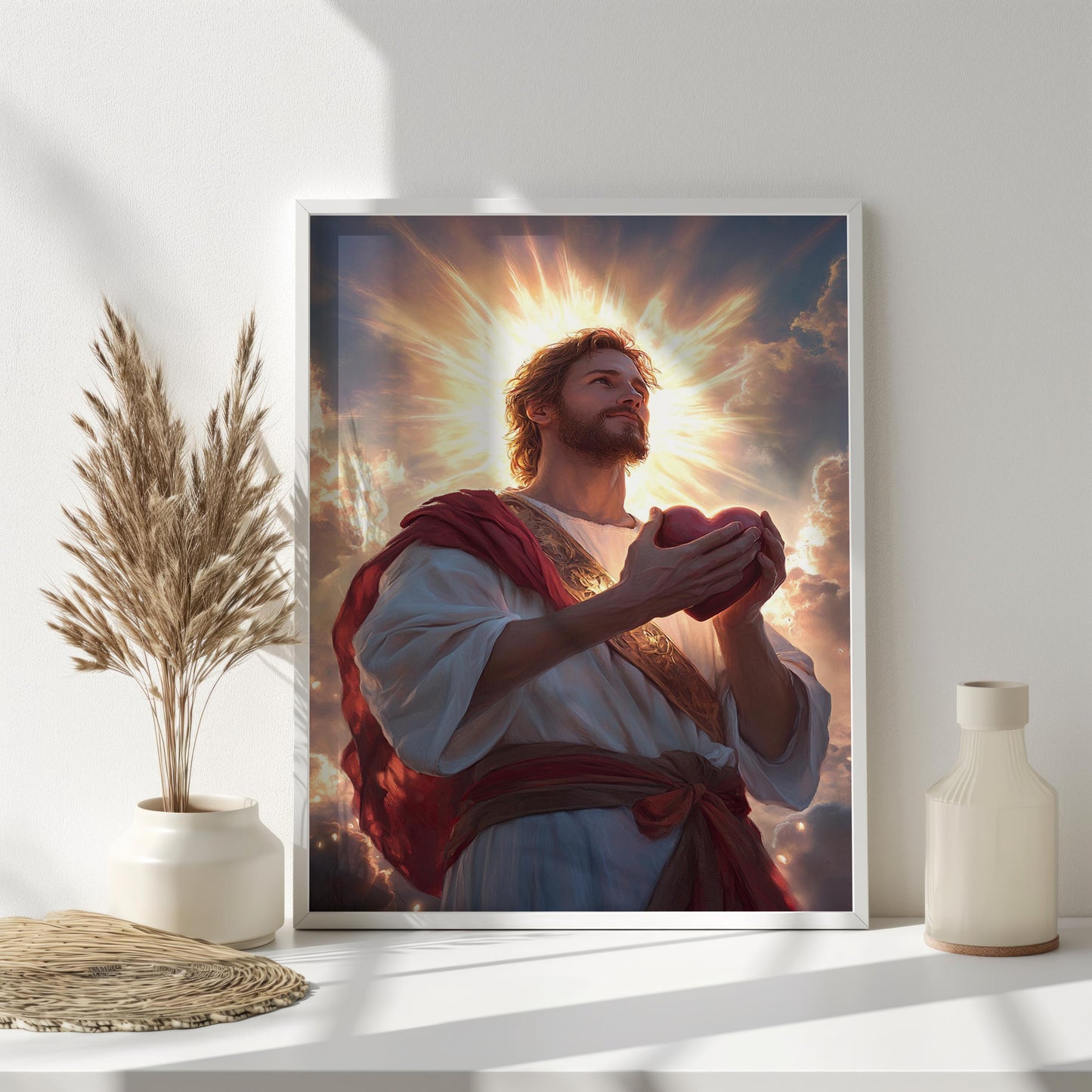 Sacred Heart of Jesus Artwork, Inspirational Christian Wall Art, Sacred Heart Art Print | Christian Wall Decor | Religious Canvas