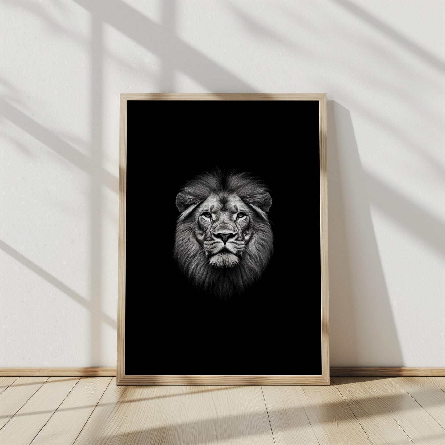 Lion Head Wall Art Print, Black and White Lion Portrait, Wildlife King Artwork, Safari Wall Decor, Majestic Lion Face Minimalist Print