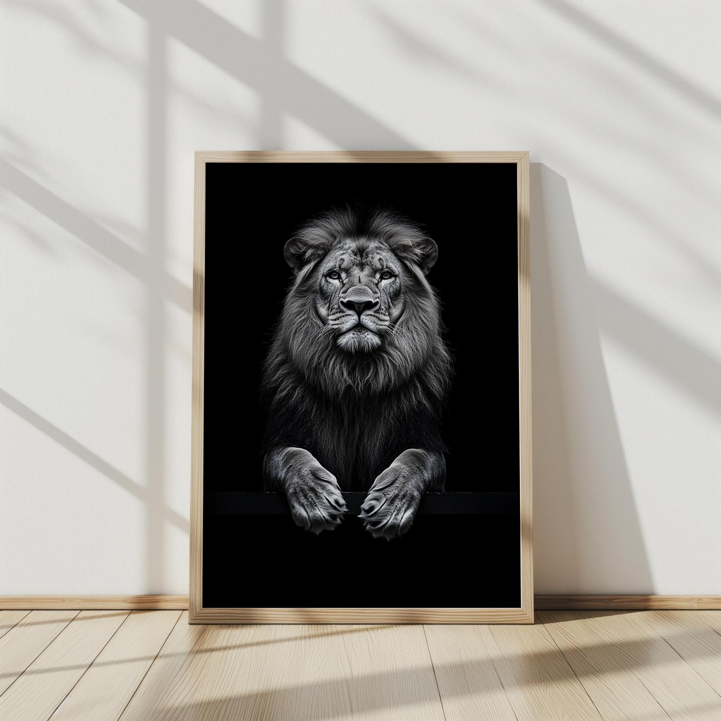 Black and White Lion Wall Art, Majestic Lion Portrait Print, Modern Wildlife Decor, King of the Jungle Artwork, Regal Animal Wall Decor