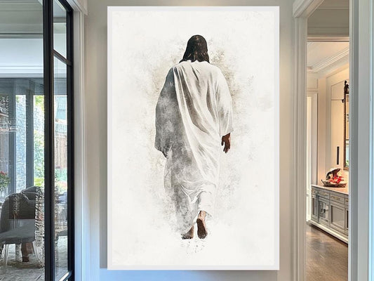 Jesus Walking Art Print, Christian Wall Decor, Inspirational Religious Artwork, Watercolor Jesus Painting, Faith-Based Home Decor