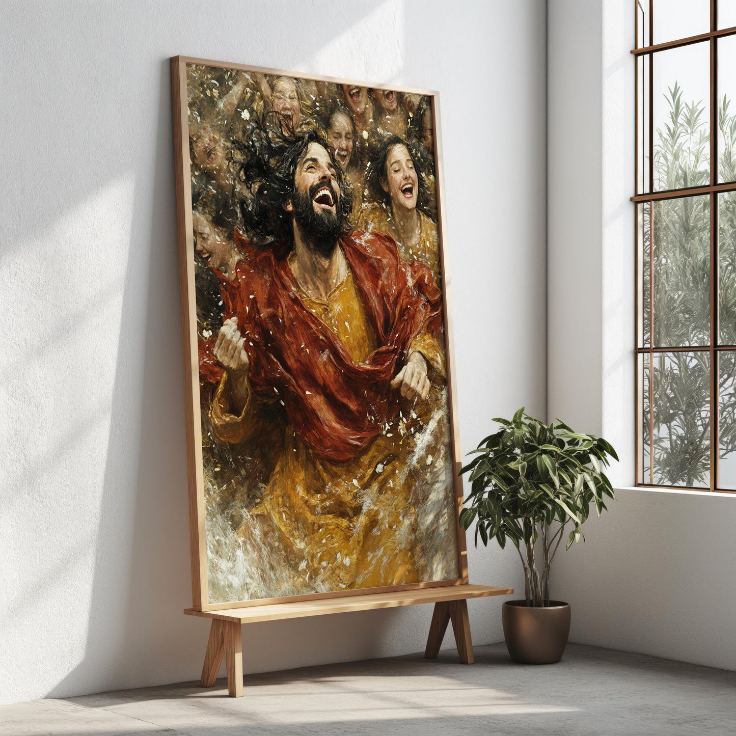 Joy of Christ Wall Art | Religious Christian Canvas Painting | Inspirational Christian Wall Decor | Joyful Jesus Artwork