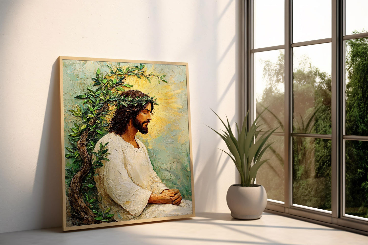 Jesus Wall Art | Jesus Canvas Art | Peaceful Prayer Wall Art | Religious Wall Art | Serene Christian Wall Decor | Christian Wall Decor