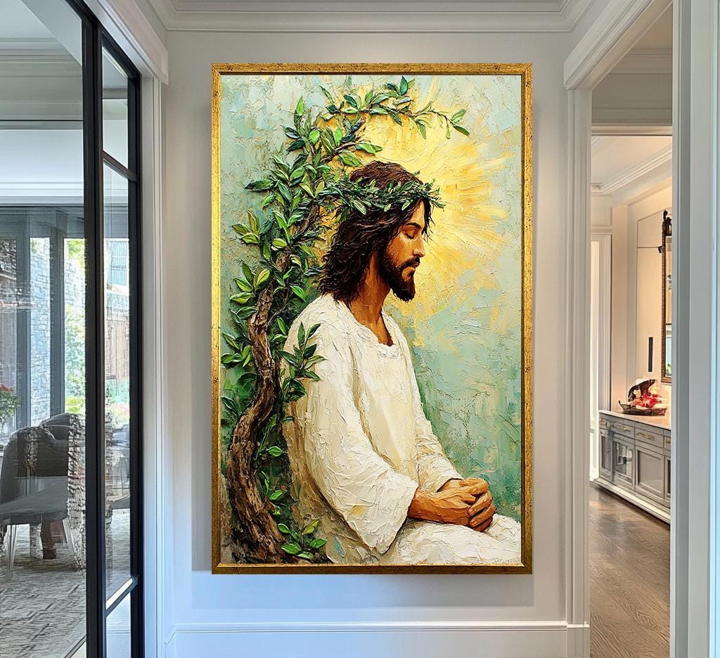 Jesus Wall Art | Jesus Canvas Art | Peaceful Prayer Wall Art | Religious Wall Art | Serene Christian Wall Decor | Christian Wall Decor