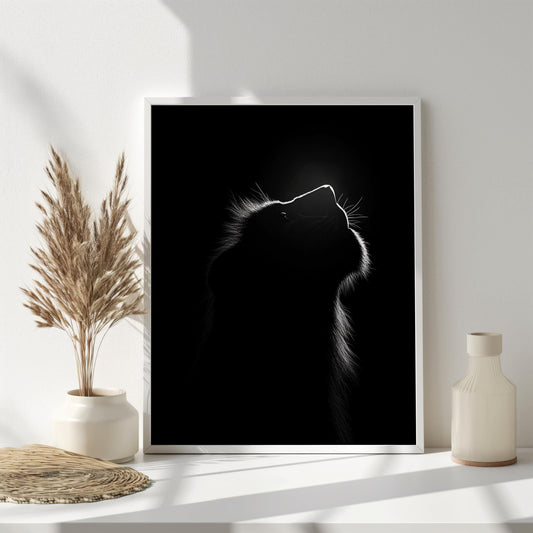 black lion wall art | black lion wall decor | Black Cat Silhouette Wall Art | Minimalist Black Canvas Painting | Modern Pet Wall Decor