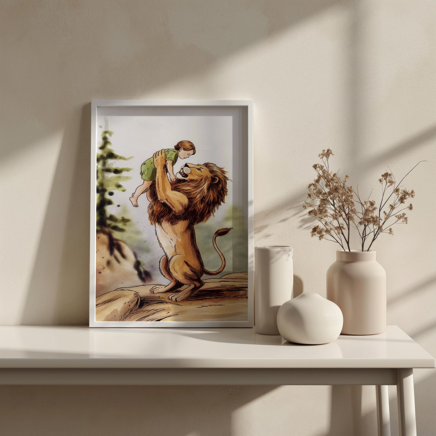 Lion and Child Nursery Wall Art | lion wall decor | for bedroom | for living room | lion wall art canvas | lion art large, lion for bathroom