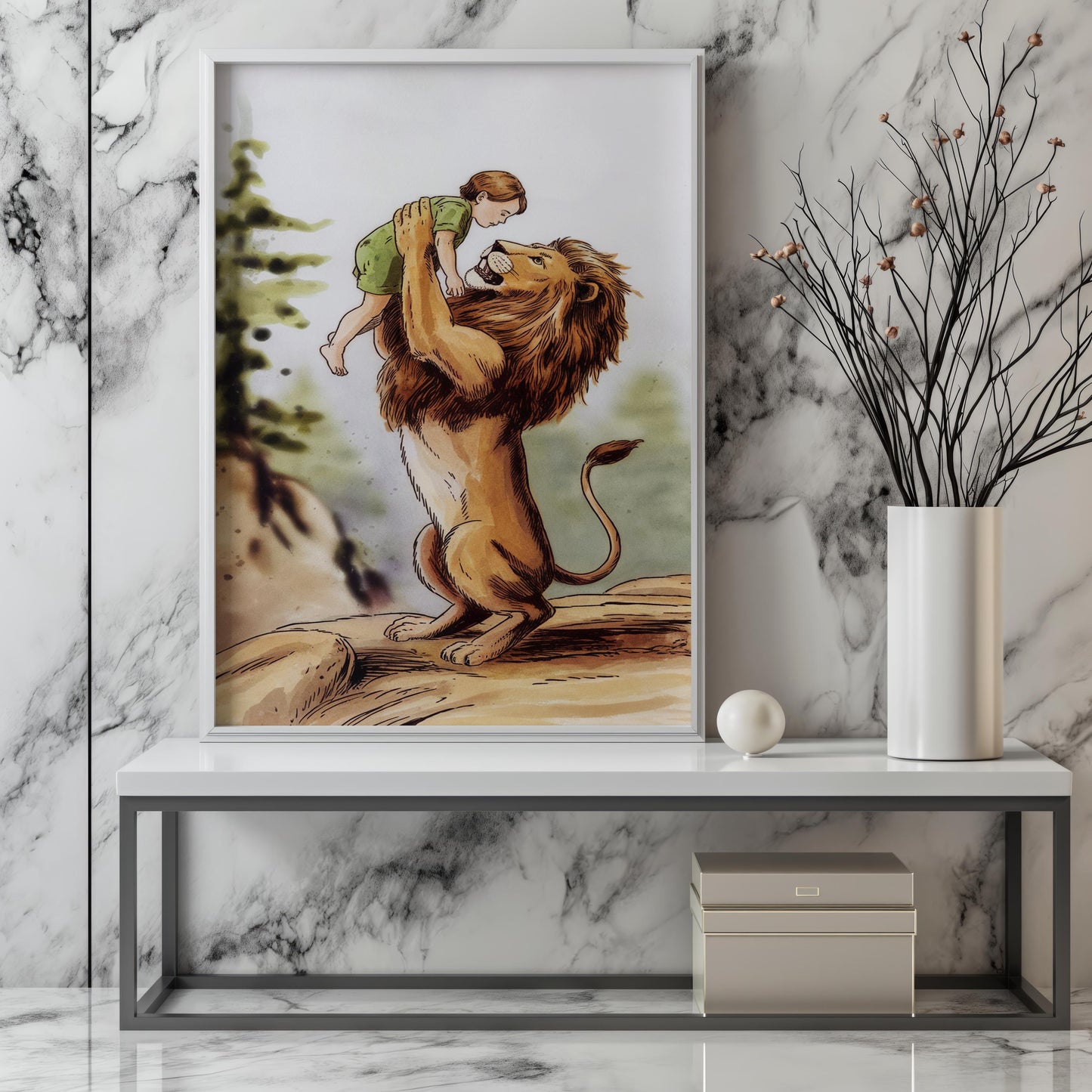 Lion and Child Nursery Wall Art | lion wall decor | for bedroom | for living room | lion wall art canvas | lion art large, lion for bathroom