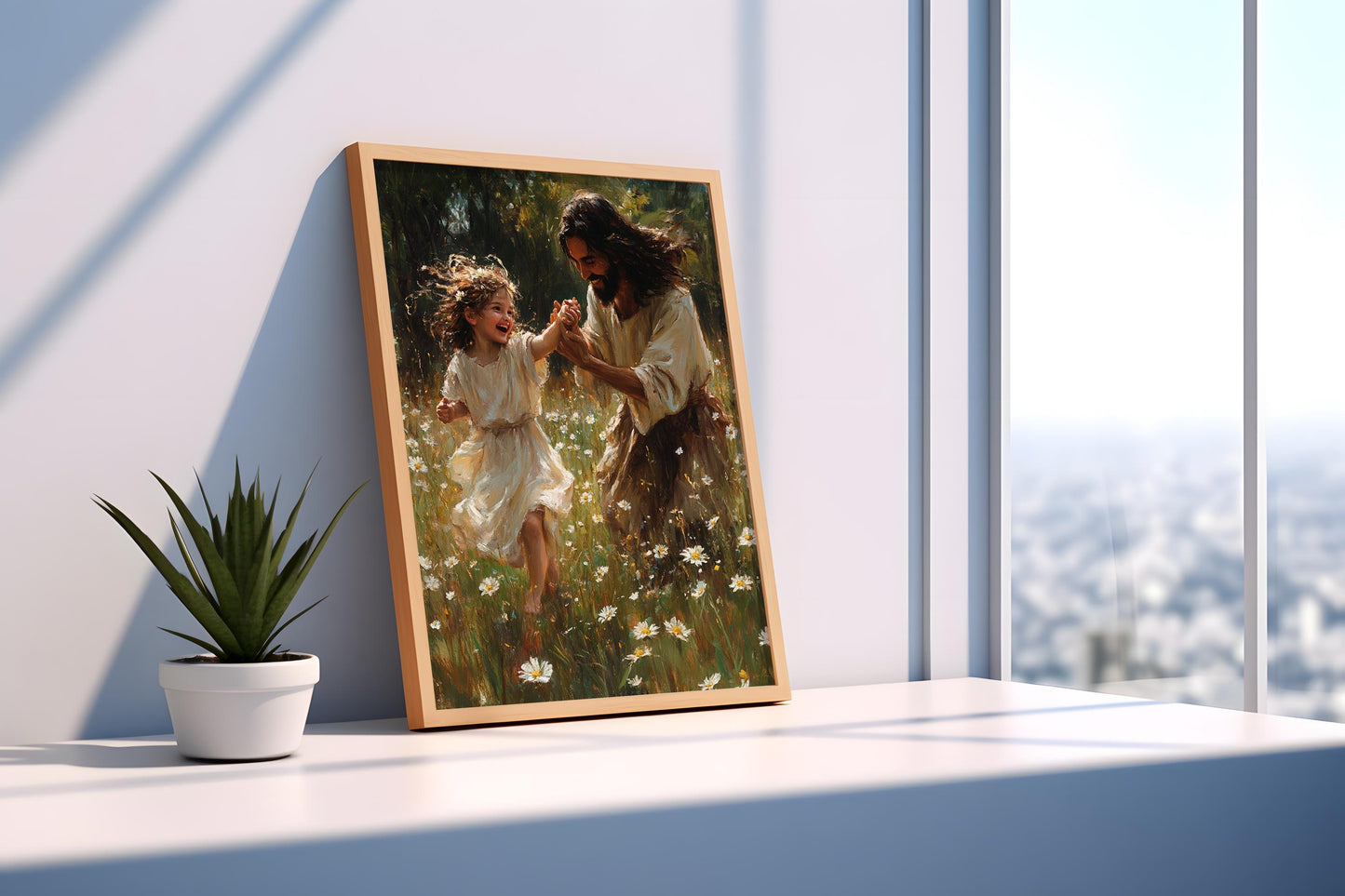 Jesus and Child Daisy Wall Art | jesus wall art, Religious Garden Gift , jesus wall art canvas, jesus canvas art, Christian Faith Wall Decor