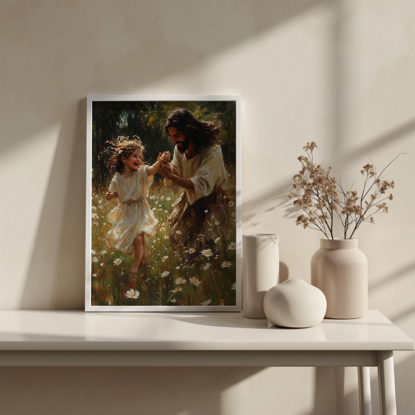 Jesus and Child Daisy Wall Art | jesus wall art, Religious Garden Gift , jesus wall art canvas, jesus canvas art, Christian Faith Wall Decor