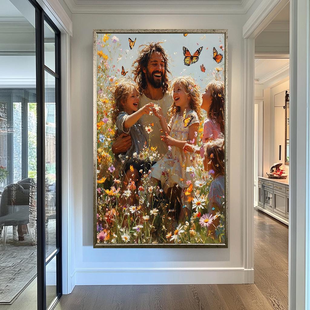 Jesus Children Butterfly Wall Art | jesus wall art, Religious  Gift , jesus wall art canvas, jesus wall art christmas, jesus wall decor