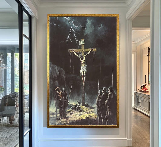 Jesus Crucifixion Storm Wall Art | Jesus Cross Canvas Painting| jesus wall art canvas, jesus wall art christmas, jesus wall decor