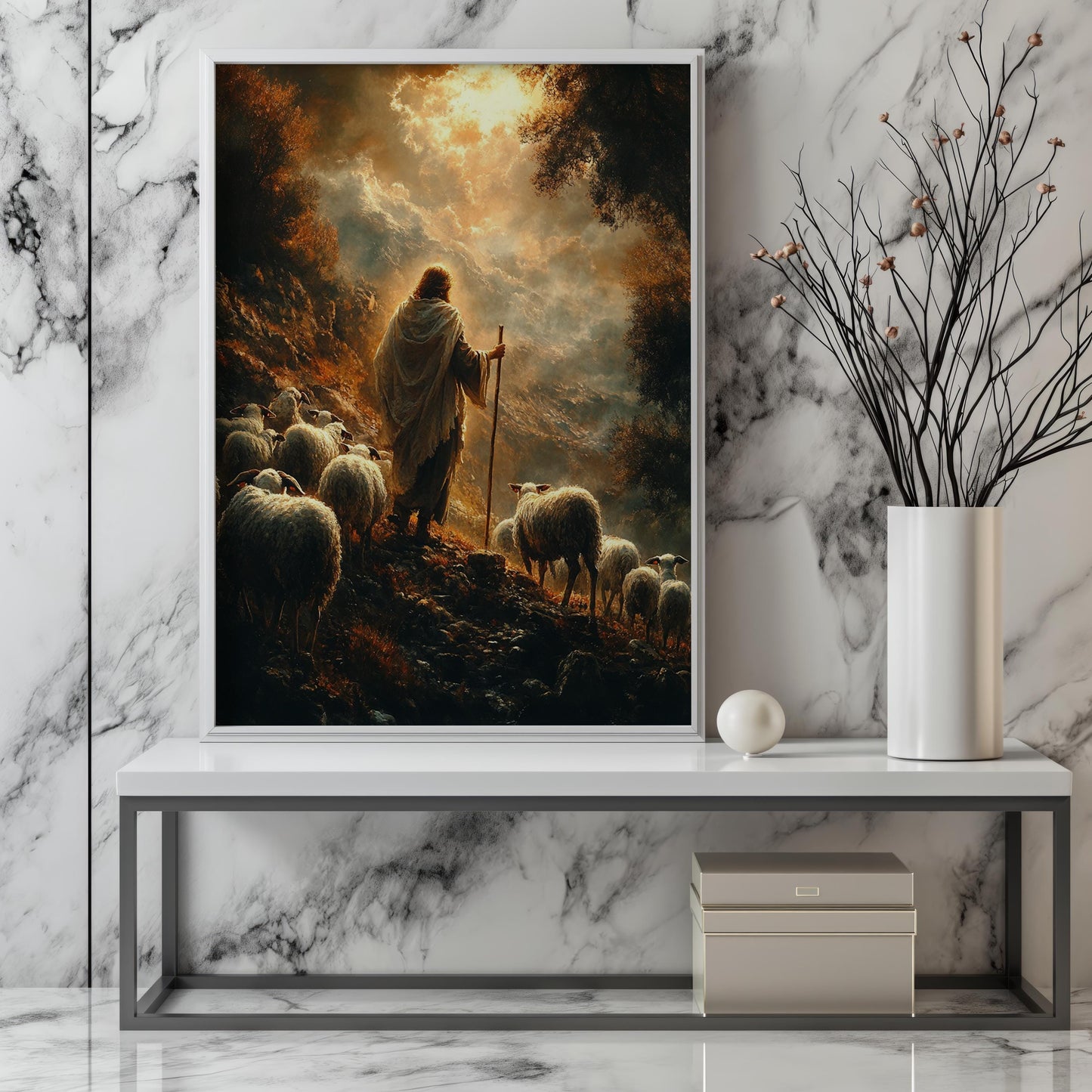 Good Shepherd Sunset Wall Art | jesus wall art, Religious Gift , jesus wall art canvas, jesus wall art christmas, jesus wall decor