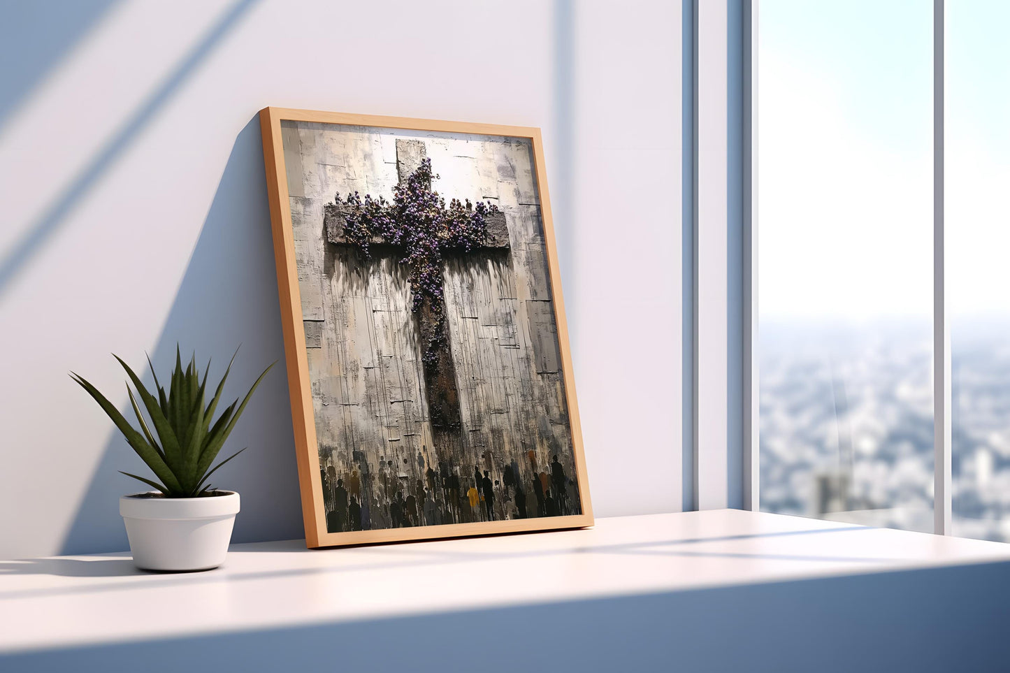 Floral Cross Wall Art | Modern Christian Canvas Painting | jesus wall art, Religious Gift , jesus wall art canvas, jesus wall decor