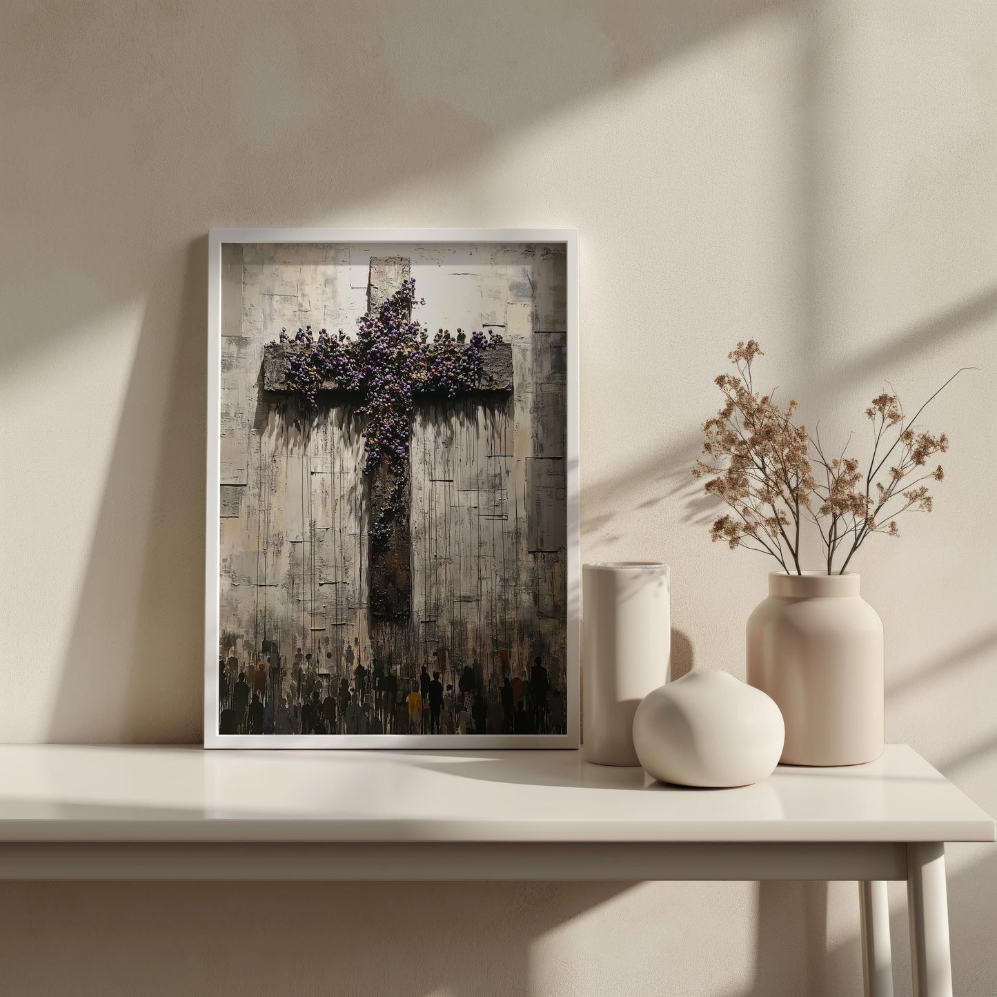 Floral Cross Wall Art | Modern Christian Canvas Painting | jesus wall art, Religious Gift , jesus wall art canvas, jesus wall decor