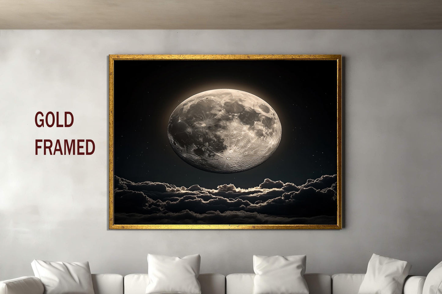 Full Moon Night Sky Wall Art | Celestial Landscape Canvas Print | Modern Space Photography Wall Decor | Mystical Full Moon Canvas Art