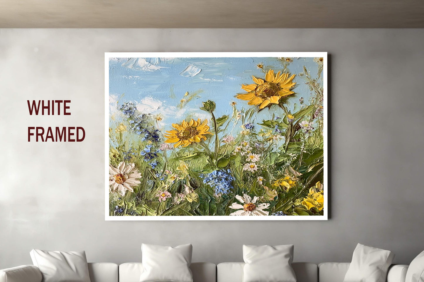 Sunflower Garden Oil Painting Wall Art  - Wildflower Canvas Print - Vibrant Floral Wall Art for Home Decor | Floral Wall Decor