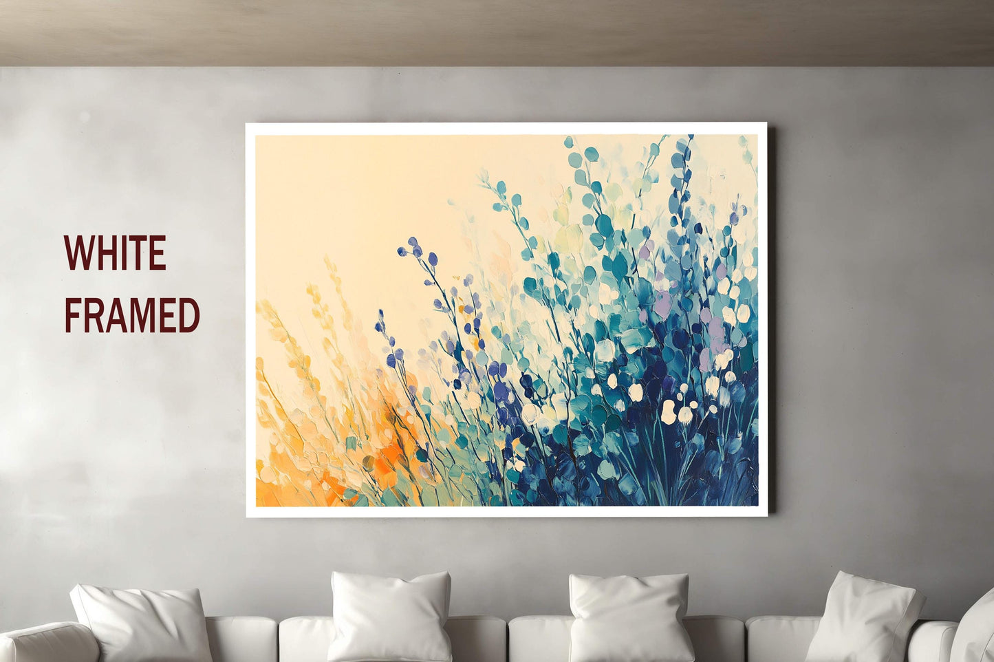 Abstract Floral Oil Painting - Pastel Wildflowers Artwork - Nature Inspired Wall Art for Living Room - Modern Botanical Decor