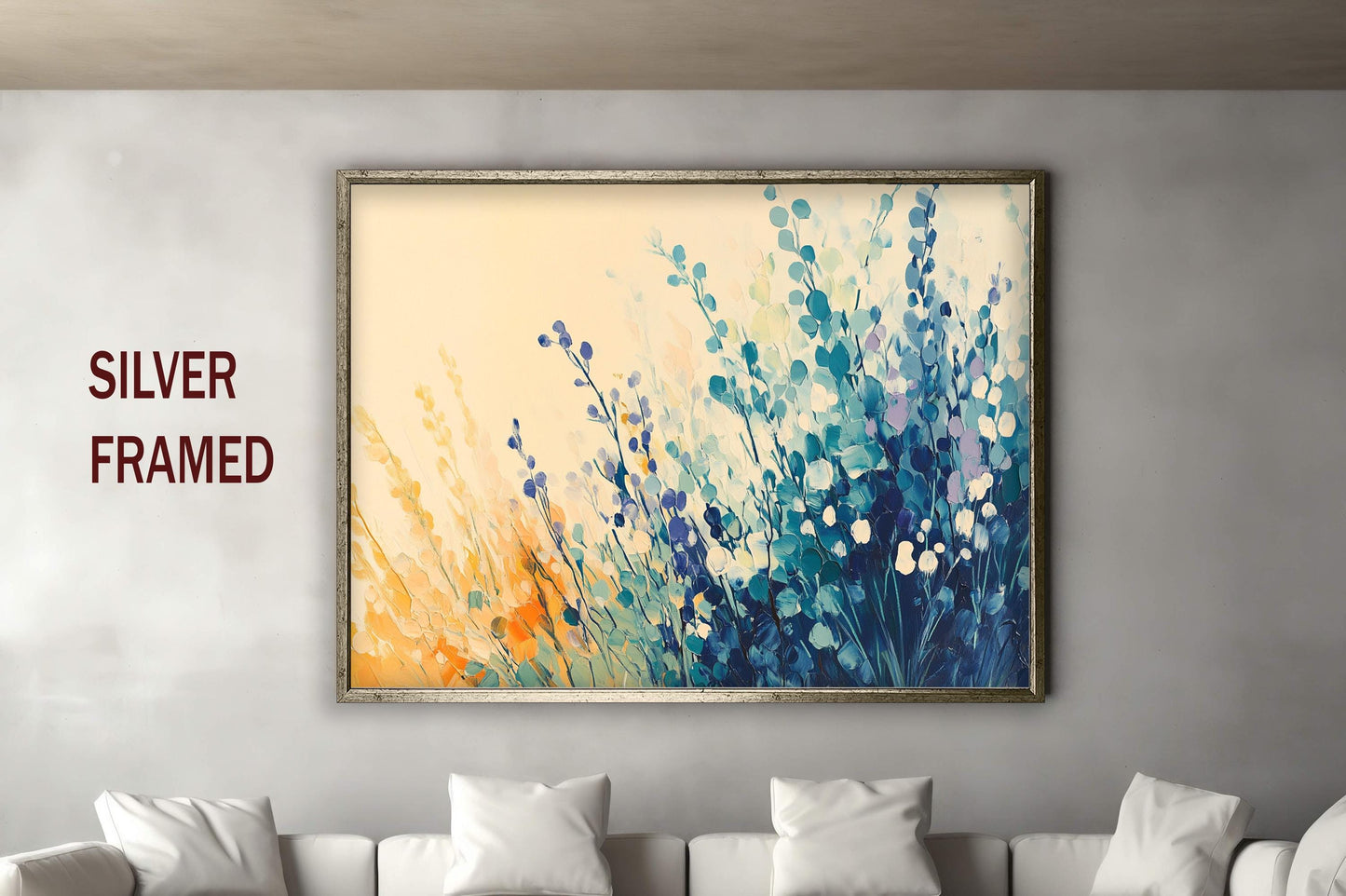 Abstract Floral Oil Painting - Pastel Wildflowers Artwork - Nature Inspired Wall Art for Living Room - Modern Botanical Decor