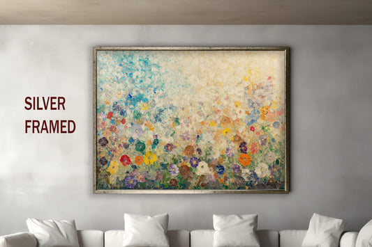 Vibrant Abstract Floral Landscape Art, Colorful Garden Painting on Canvas, Nature-Inspired Decorative Wall Artwork