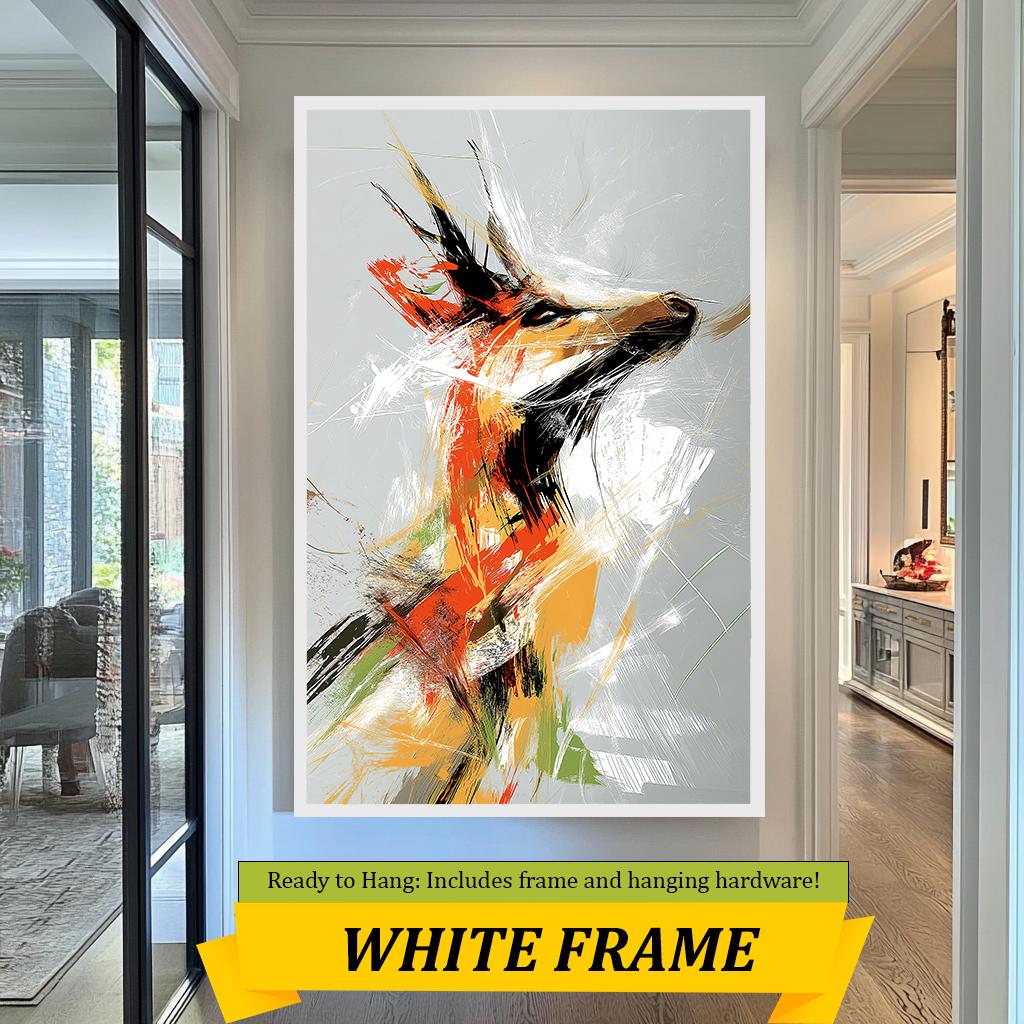 Abstract Antelope Canvas Art, Vibrant Wildlife-Inspired Painting, Modern Colorful Animal Wall Decor, Bold Artistic Home Accent